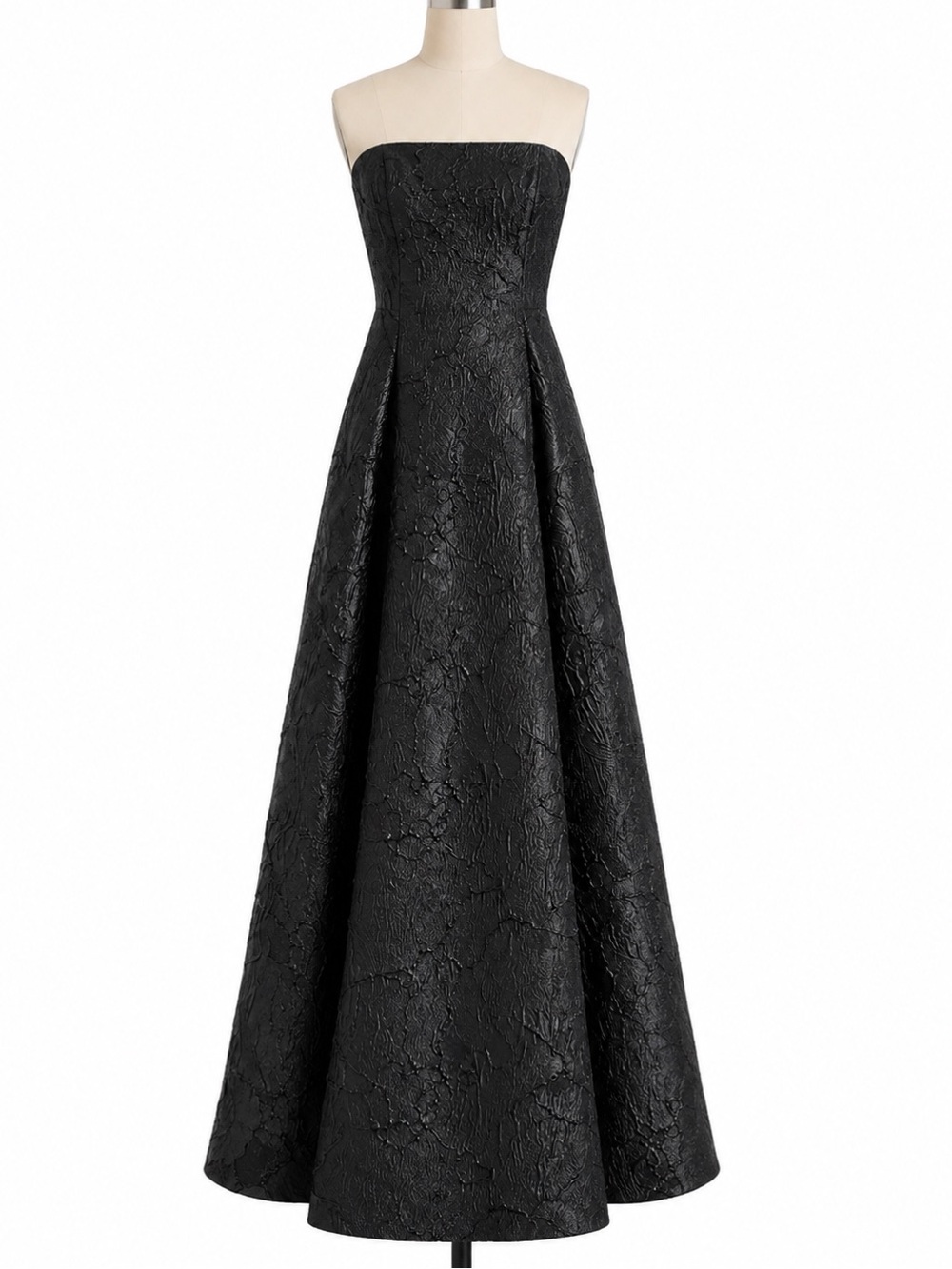 Monique Lhuillier Black Strapless Jacquard Ball Gown Formal Dress NWOT